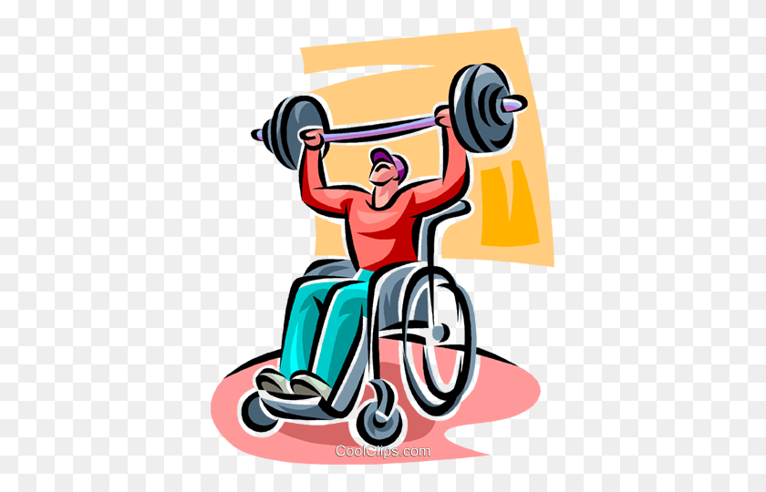 377x480 Person In A Wheelchair Lifting Weights Royalty Free Vector Clip - Free Weightlifting Clipart