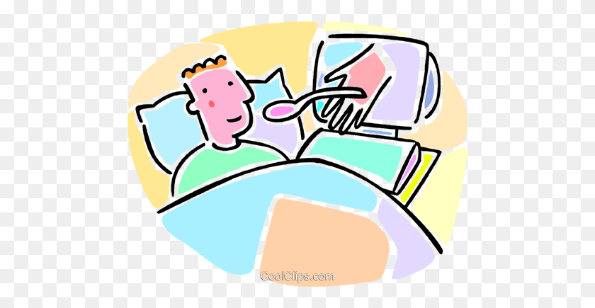 480x375 Person In Bed Taking Medicine Royalty Free Vector Clip Art - Person In Bed Clipart