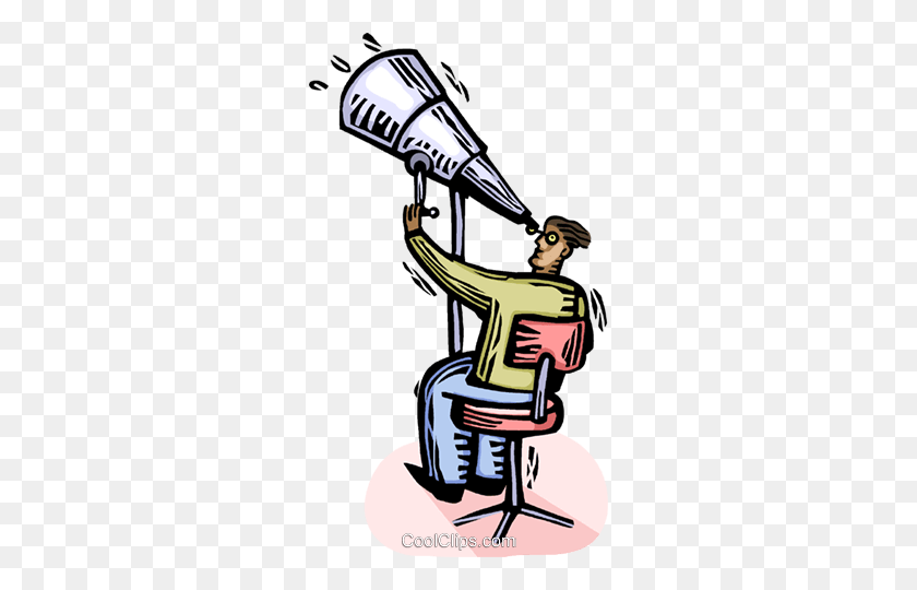 274x480 Person Looking Through A Telescope Royalty Free Vector Clip Art - Person Looking Clipart