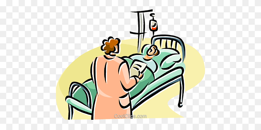 480x360 Person Lying In A Hospital Bed Royalty Free Vector Clip Art - Person In Bed Clipart