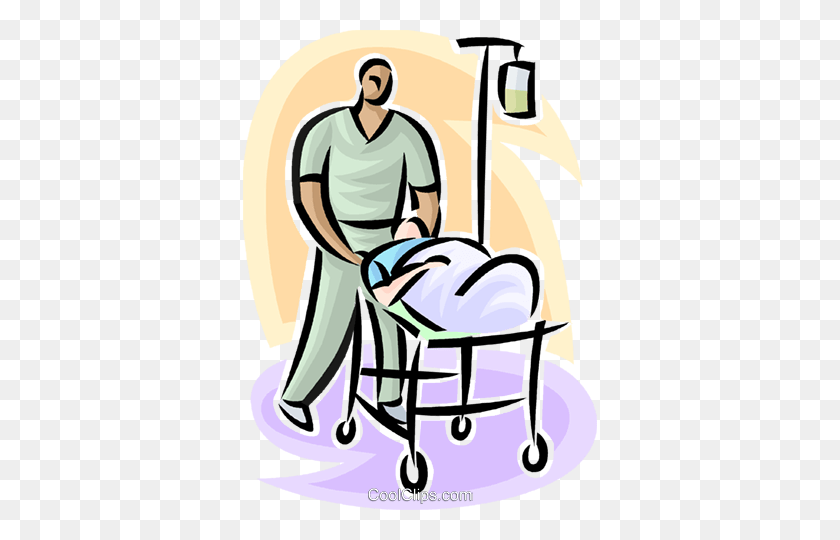 354x480 Person On A Gurney With Hospital Staff Royalty Free Vector Clip - Owner Clipart