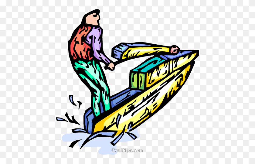 472x480 Person On A Jet Ski Royalty Free Vector Clip Art Illustration - Ski Boat Clip Art