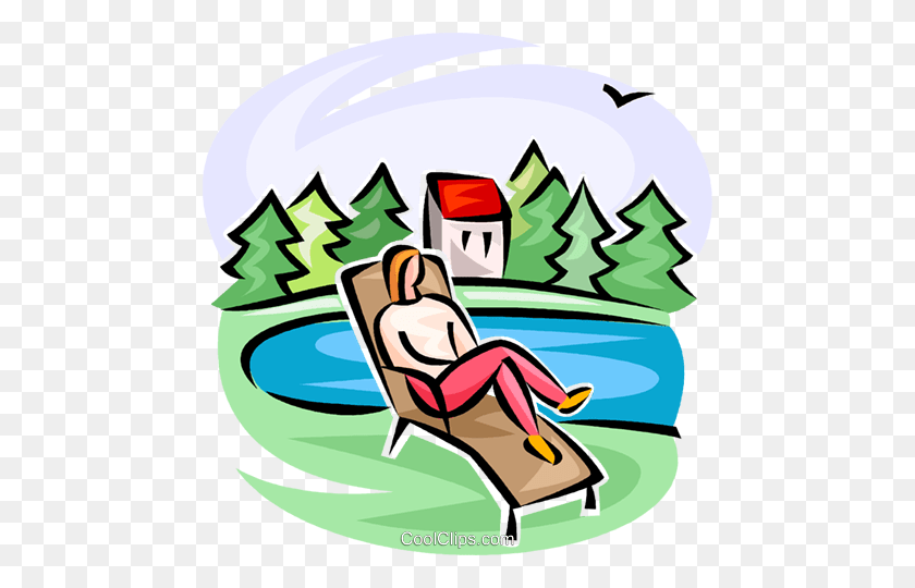 468x480 Person On A Lawn Chair Royalty Free Vector Clip Art Illustration - Lawn Chair PNG