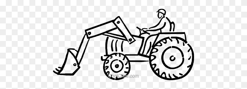480x244 Person On A Tractor Royalty Free Vector Clip Art Illustration - Tractor Clipart Black And White