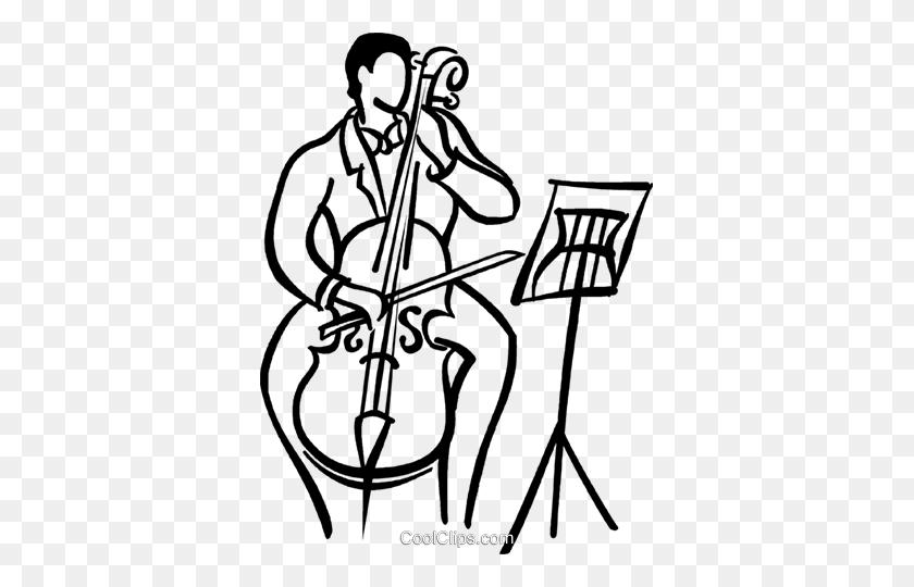 361x480 Person Playing The Cello Royalty Free Vector Clip Art Illustration - Classical Music Clipart