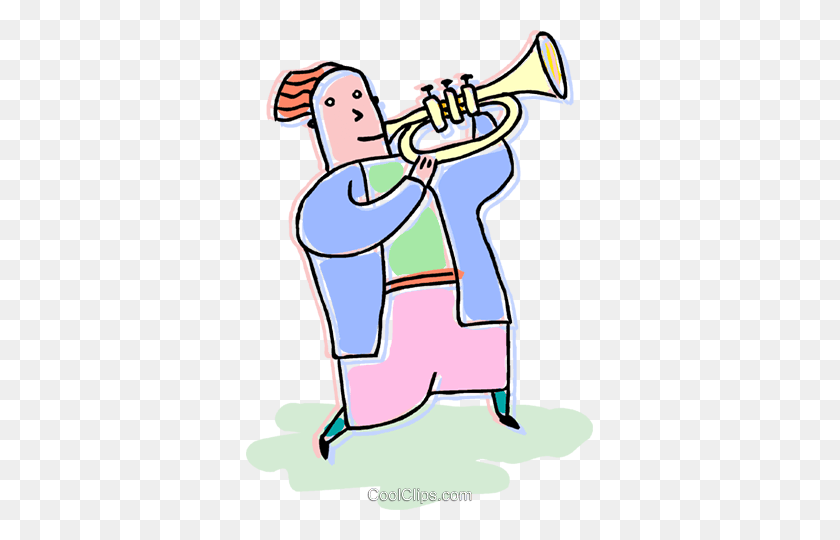 347x480 Person Playing The Trumpet Royalty Free Vector Clip Art - Trumpet Player Clipart