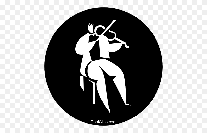 480x480 Person Playing The Violin Royalty Free Vector Clip Art - Violin Black And White Clipart