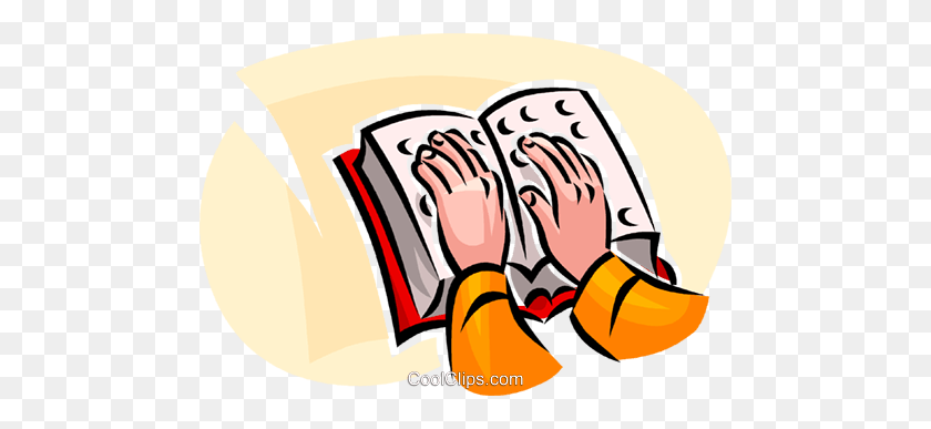 480x327 Person Reading A Braille Book Royalty Free Vector Clip Art - Person Reading Clipart