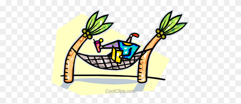 480x302 Person Relaxing In A Hammock Royalty Free Vector Clip Art - Hammock Clipart