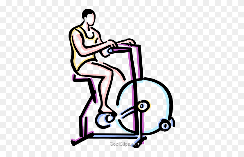 367x480 Person Riding A Stationary Bike Royalty Free Vector Clip Art - Ride A Bike Clipart