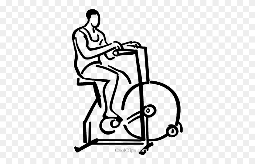 365x480 Person Riding A Stationary Bike Royalty Free Vector Clip Art - Bike Clipart Black And White