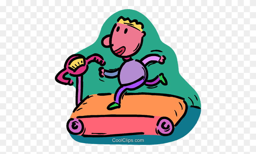 480x447 Person Running On A Treadmill Royalty Free Vector Clip Art - Person Running Clipart