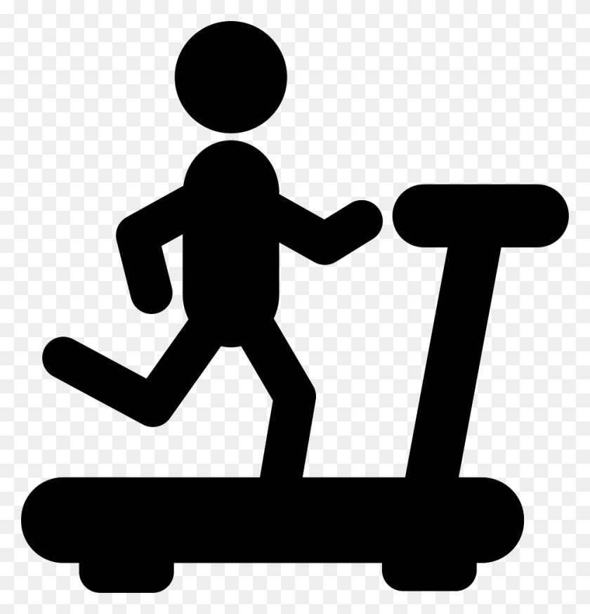 938x980 Person Running On A Treadmill Silhouette From Side View Png - Person Running PNG