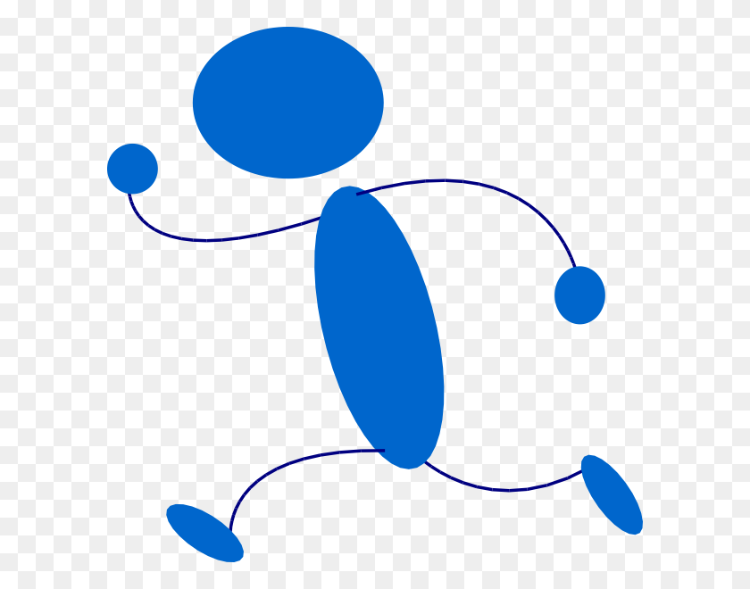 600x600 Person Running Running Blue Stick Man Clip Art - Cartoon People Clipart