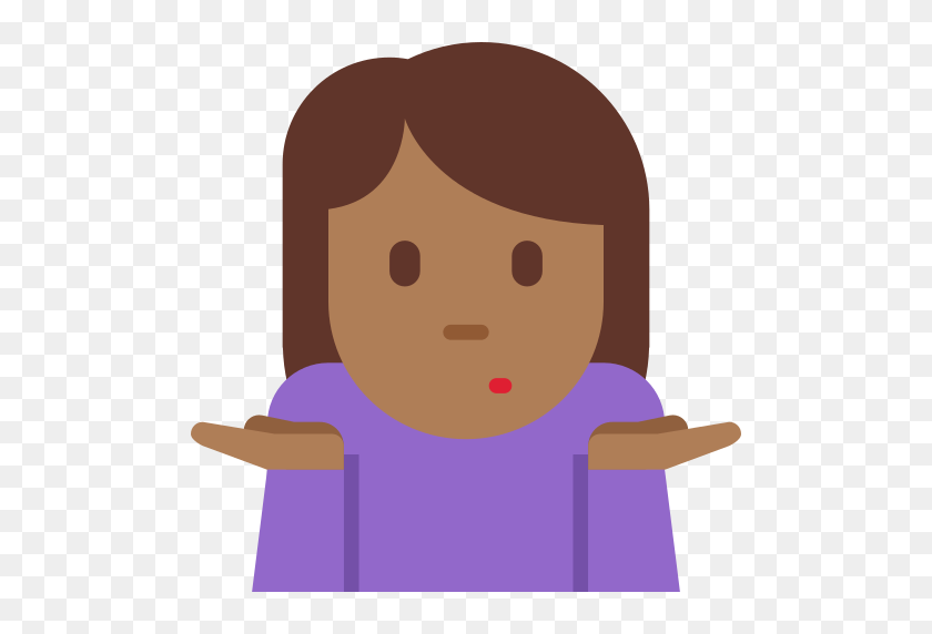512x512 Persona Encogiéndose De Hombros Emoji Con Tono De Piel Medio Oscuro Significado - Encogiéndose De Hombros Emoji Png