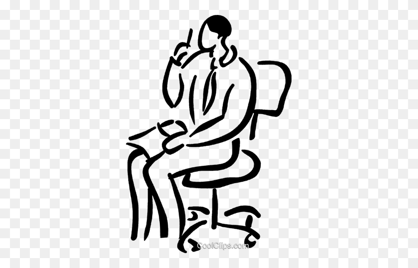 333x480 Person Sitting In A Office Chair Royalty Free Vector Clip Art - Sitting In A Chair Clipart