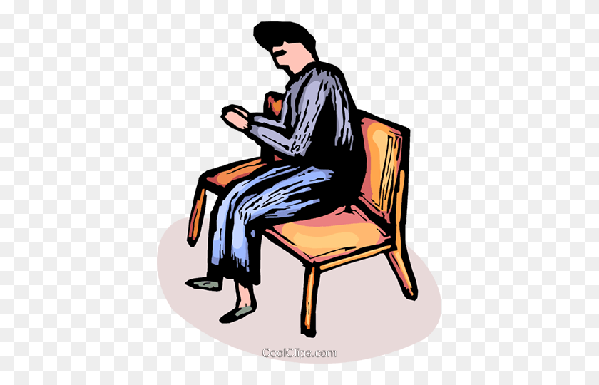 399x480 Person Sitting In A Pew Praying Royalty Free Vector Clip Art - Person Praying Clipart