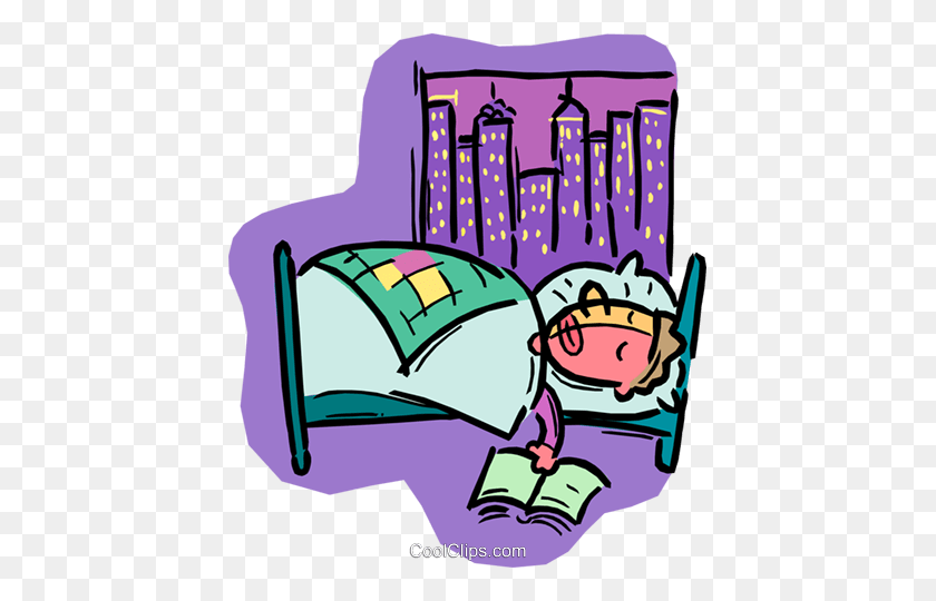 429x480 Person Sleeping In Bed Royalty Free Vector Clip Art Illustration - Person Sleeping Clipart