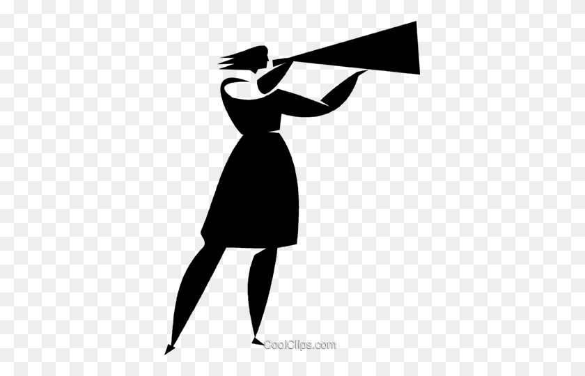 367x480 Person Speaking Into A Megaphone Royalty Free Vector Clip Art - Person Speaking Clipart