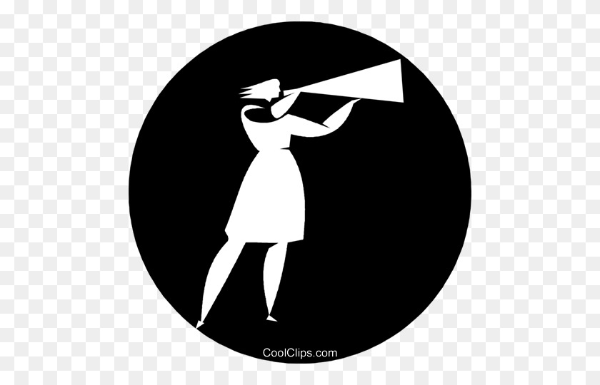 480x480 Person Speaking Into A Megaphone Royalty Free Vector Clip Art - Speaking Clipart Black And White