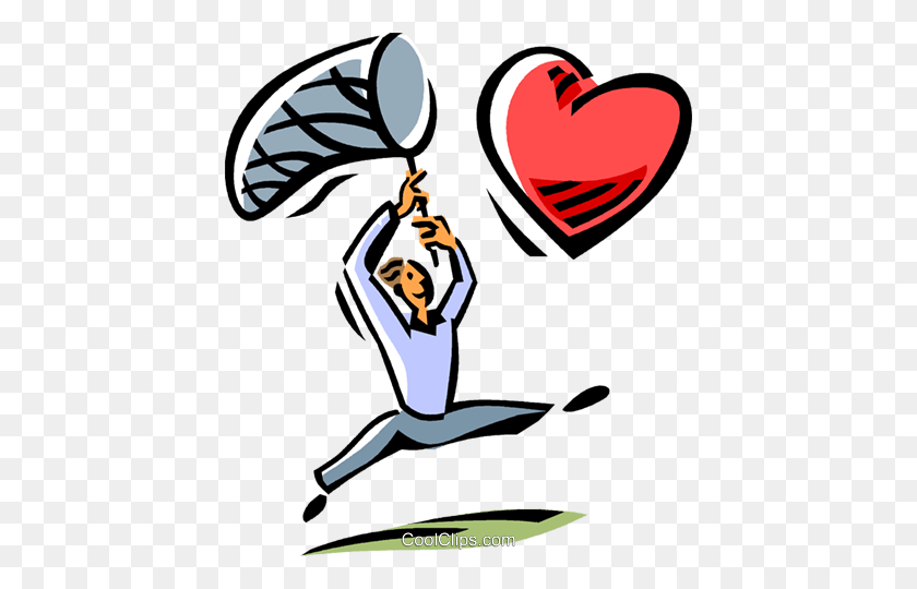 428x480 Person Trying To Catch Heart Royalty Free Vector Clip Art - Soccer Heart Clipart