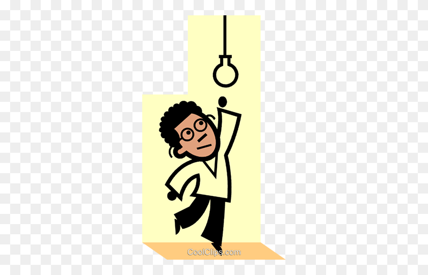 282x480 Person Trying To Reach A Light Bulb Royalty Free Vector Clip Art - Reach Clipart