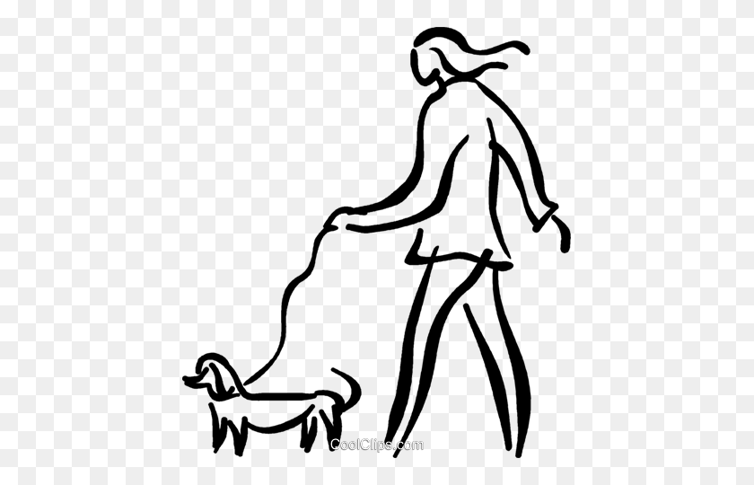 433x480 Person Walking The Dog Royalty Free Vector Clip Art Illustration - Dog Clipart Transparent