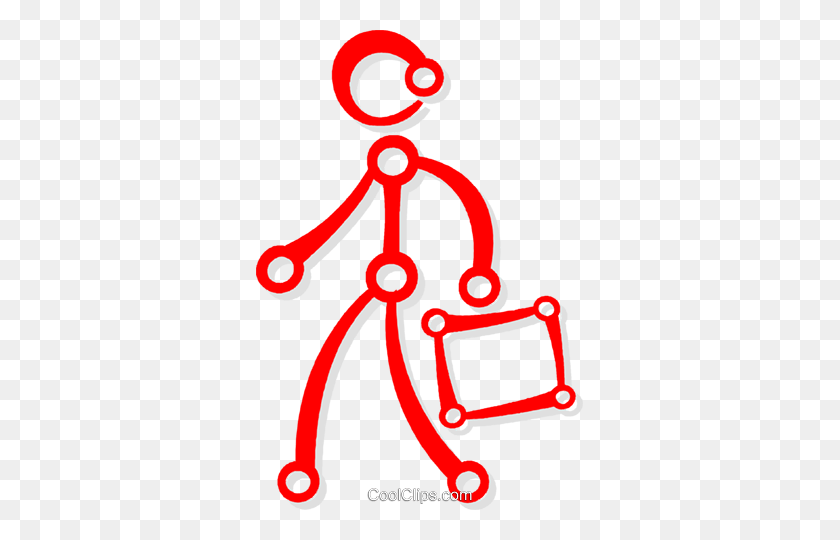 327x480 Person Walking With A Briefcase Royalty Free Vector Clip Art - Person Walking Clipart