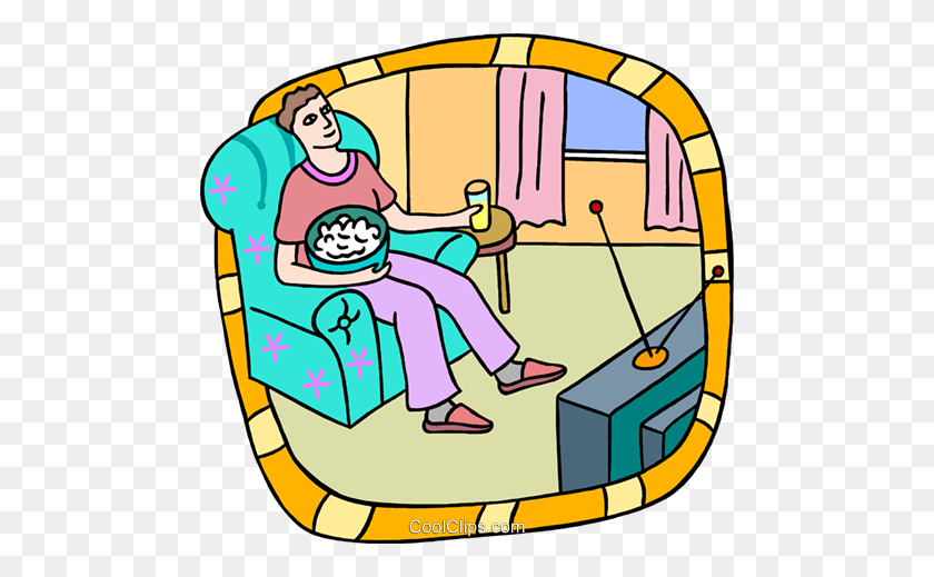 480x459 Person Watching Television Royalty Free Vector Clip Art - Watching Television Clipart