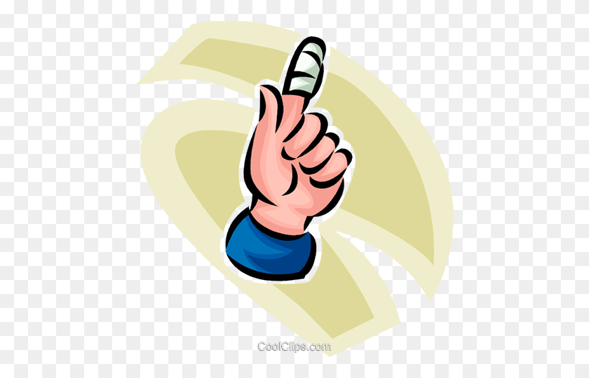 454x480 Person With A Bandage On Their Finger Royalty Free Vector Clip Art - Finger Clipart