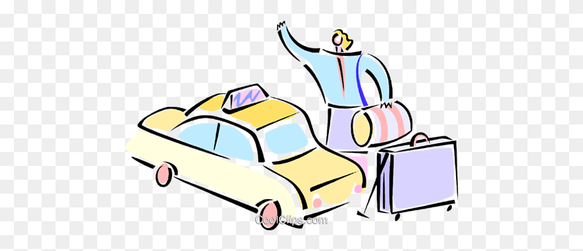 480x303 Person With Luggage Hailing A Cab Royalty Free Vector Clip Art - Cab Clipart