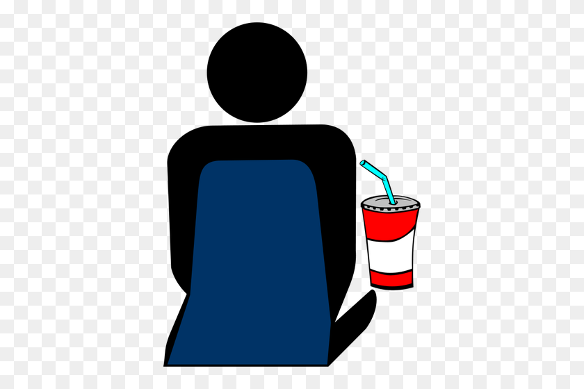 376x500 Person With Soft Drink - Movie Theater Clipart