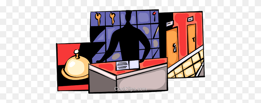 480x271 Person Working The Front Desk Of Hotel Royalty Free Vector Clip - Front Desk Clipart