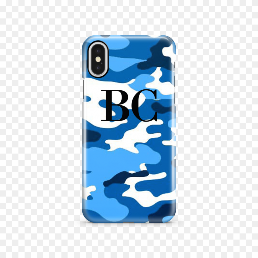 1024x1024 Personalised Blue Camouflage Initials Iphone X Case - Camouflage PNG