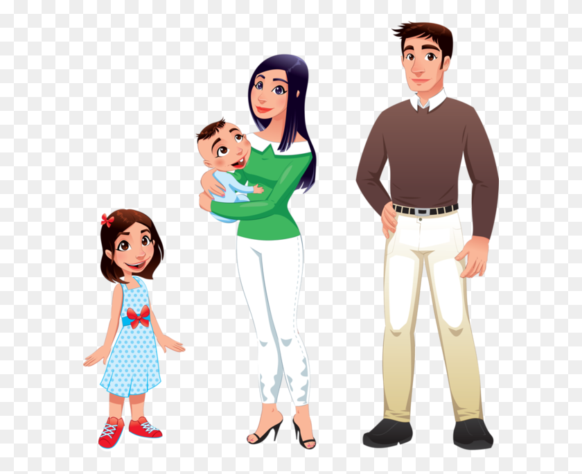 600x624 Personajes, Ilustración, Individu, Personne, Gens Family - Familia Feliz Png
