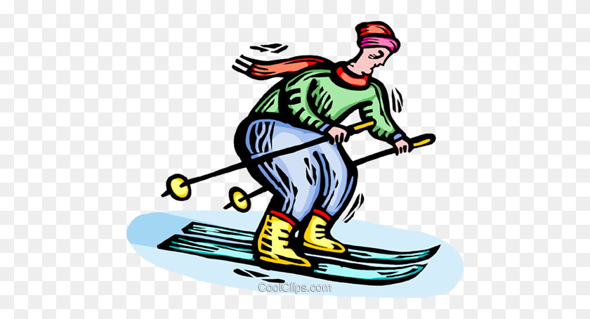 480x394 Pessoa Esqui Alpino Livre De Direitos Vetores Clipart - Esquiar Clipart