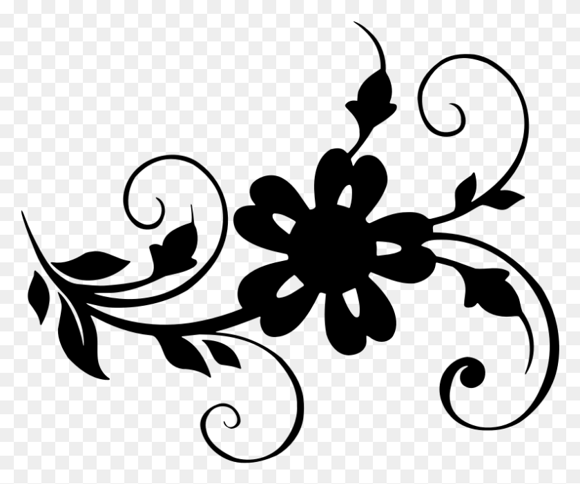 793x652 Petal Leaf Floral Design Clip Art - Black Leaf Clipart