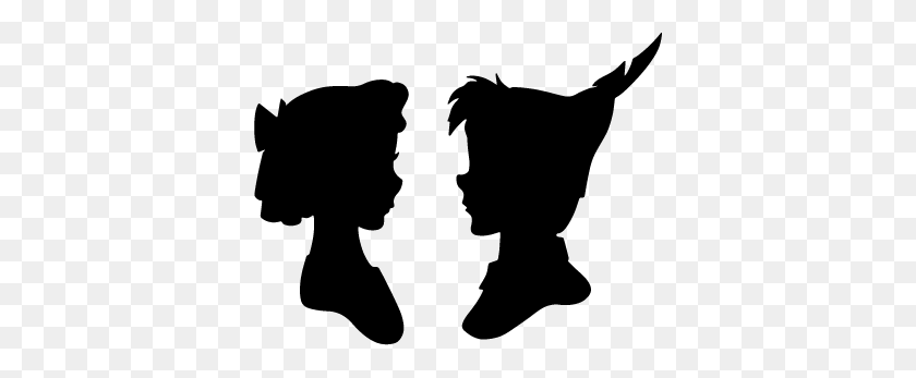 374x287 Peter Pan And Wendy Silhouette Transparent Png - Peter Pan Silhouette PNG