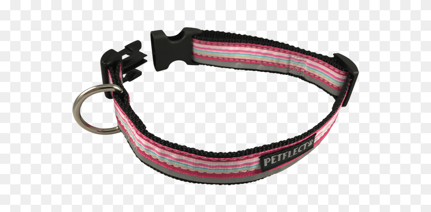 600x354 Petflect Pink Horizontally Striped Dog Collar - Dog Collar PNG