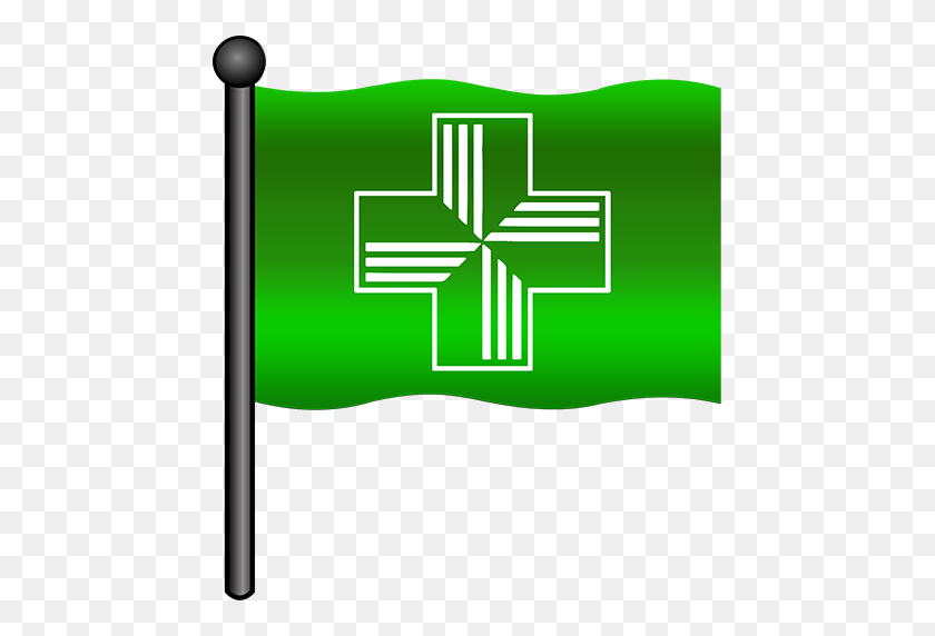 512x512 Pharmacy Green Flag Clipart Image - Flag Pole Clipart