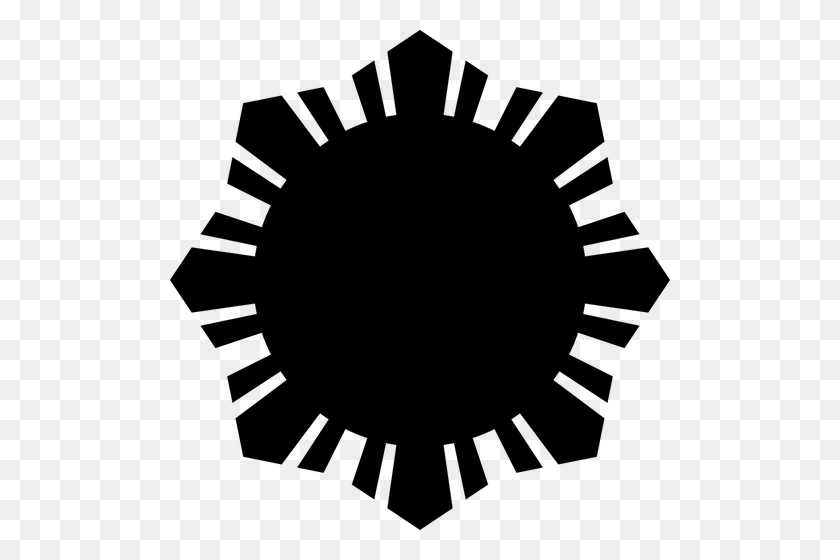 500x500 Philippine Flag Sun Symbol Black Silhouette Vector Graphics - Philippines Clipart