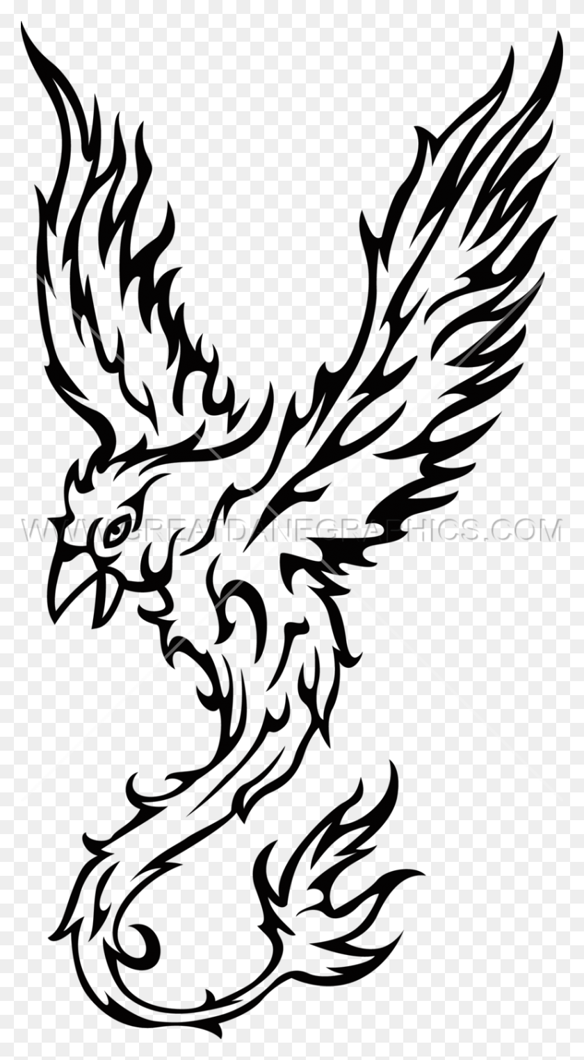 825x1550 Phoenix Production Ready Artwork For T Shirt Printing - Phoenix Clipart Black And White