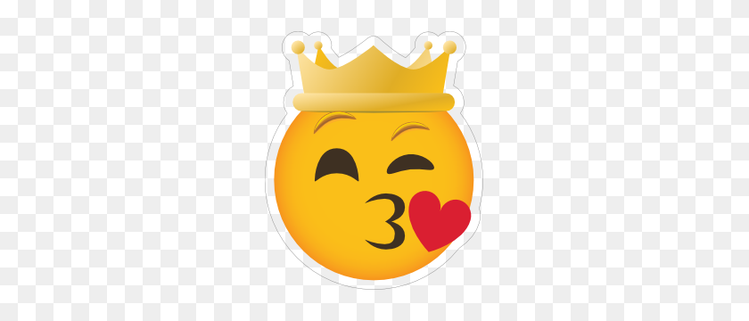 300x300 Phone Emoji Sticker Crown Blowing A Kiss - Crown Emoji PNG