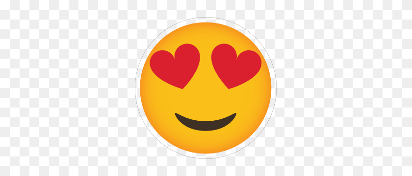 300x300 Teléfono Emoji Etiqueta Engomada De Los Ojos De Corazón Feliz - Ojos De Corazón Png