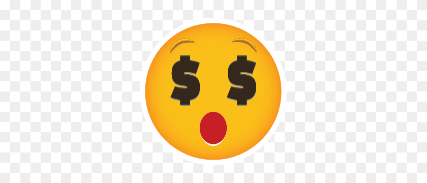 300x300 Телефон Emoji Наклейка Деньги Глаза Вау - Вау Смайлик Png