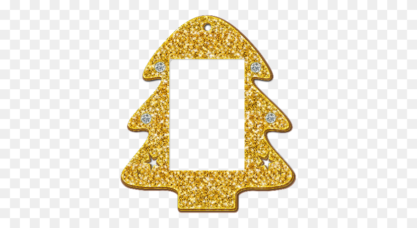 400x400 Photo Frame Tree Glittery Acrylic Holiday Christmas - Gold Glitter Frame PNG