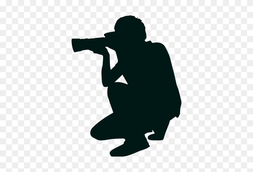 512x512 Photographer Kneeling Silhouette - Camera Silhouette PNG