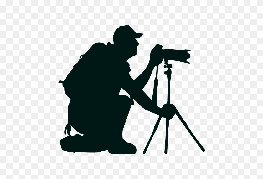 512x512 Photographer With Camera Stand Silhouette - Photography PNG