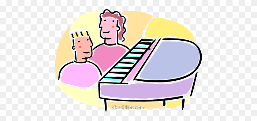 480x336 Lecciones De Piano Libre De Regalías Imágenes Prediseñadas De Vector Ilustración - Tocar El Piano Clipart