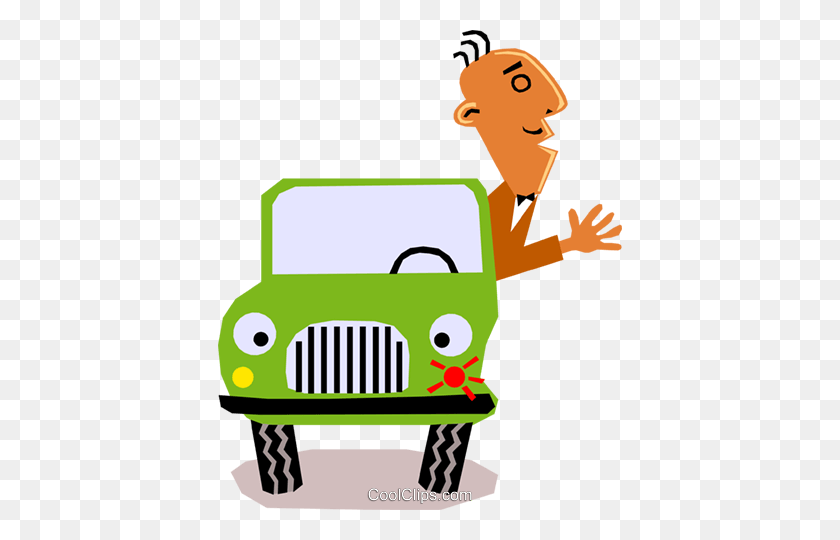 404x480 Picasso Man In Car Royalty Free Vector Clipart Illustration - Picasso Clipart